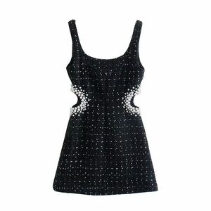 ZARA Sparkle Cutout Black Mini Dress with Embellished Sides